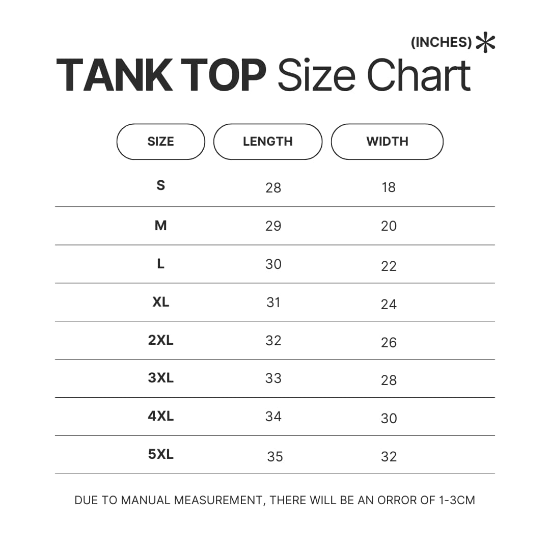 Tank Top Size Chart - Ghost In The Shell Merch