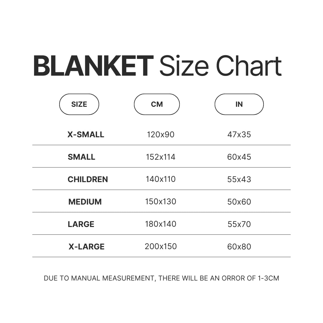 Blanket Size Chart - Ghost In The Shell Merch