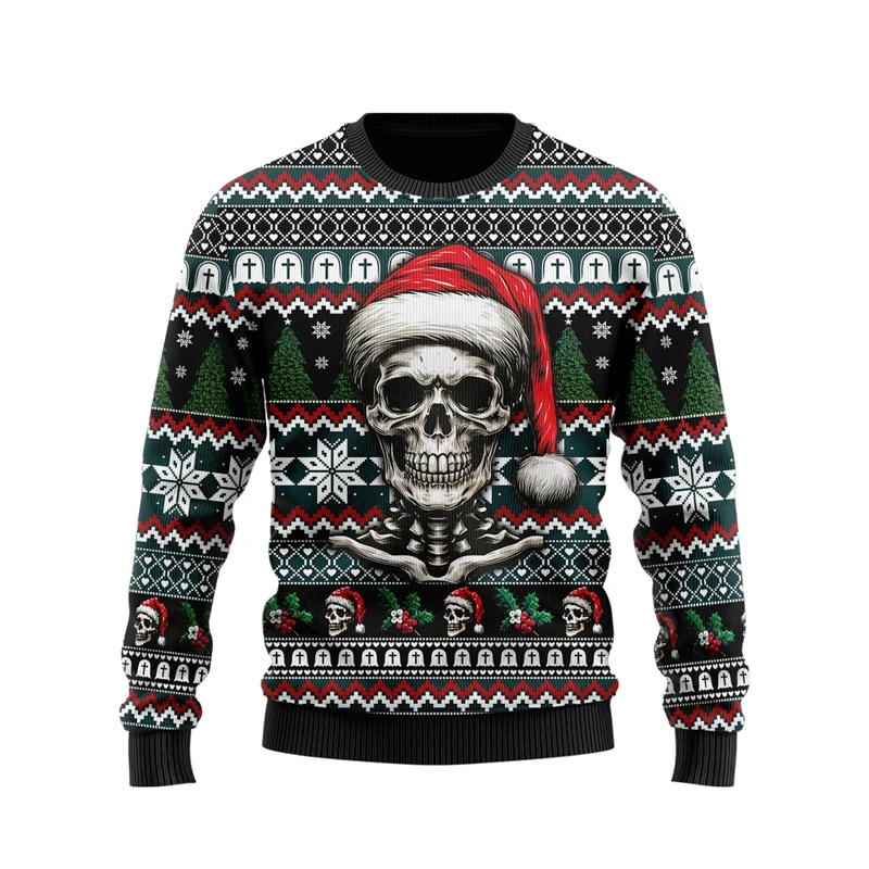 Santa Claus With Hat Ghost In The Shell Ugly Christmas Sweater