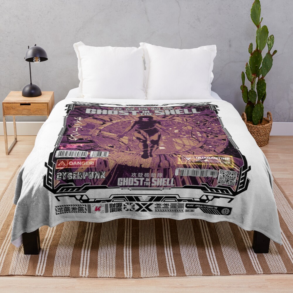 Major Motoko Kusanagi Anime Art Throw Blanket